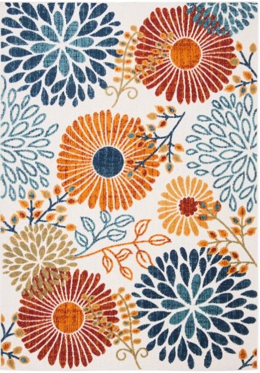 Ebern Designs Kellems Performance Floral Rug, 3&#39; x 5&#39;