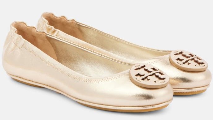 Tory Burch Minnie Metallic Leather Ballet Flats