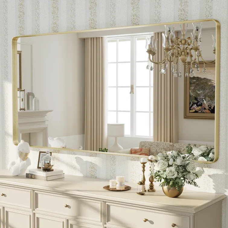 *Imperfect* Orren Ellis Gold Aevar High-Strength Tempered Glass Mirror