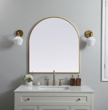 Elegant Lighting Ayra 36&quot;x33&quot; Brass Mirror