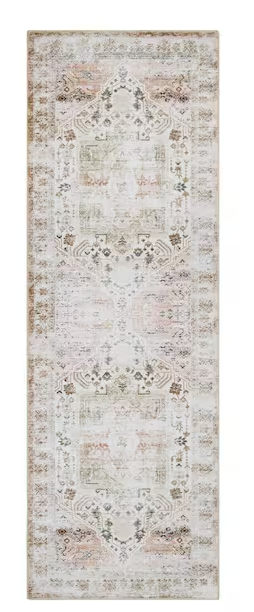 Garvee Taupe 2 ft. x 8 ft. Vintage Floral Indoor Runner