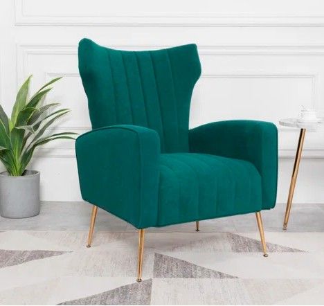Set of 2;Etta Avenue Floreal Velvet Wingback Chairs, Green