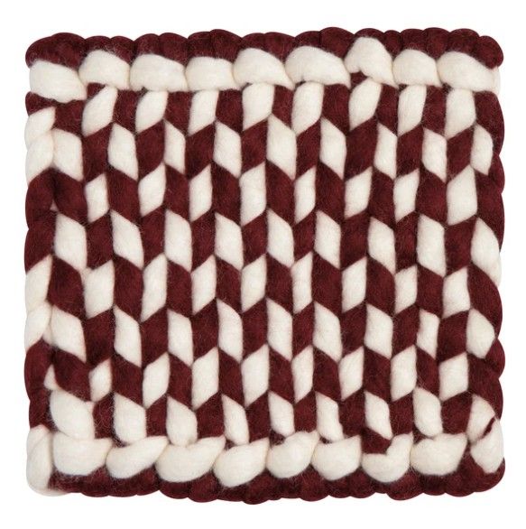 Danica Heirloom Braid Felt Wool Trivet, Garnet