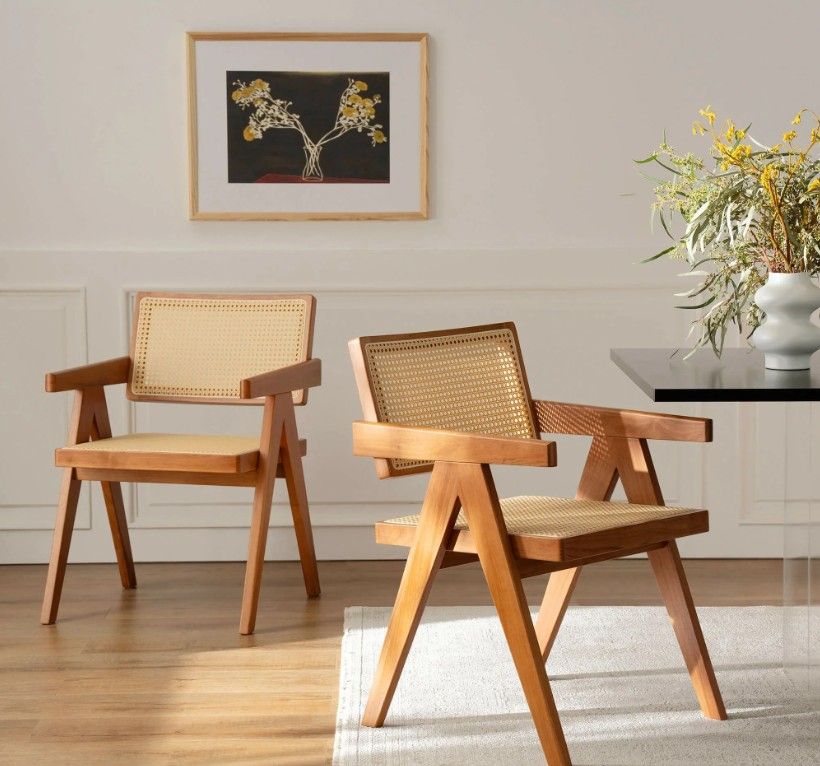 EYYTHUNG Rattan Dining Chairs, Set of 2