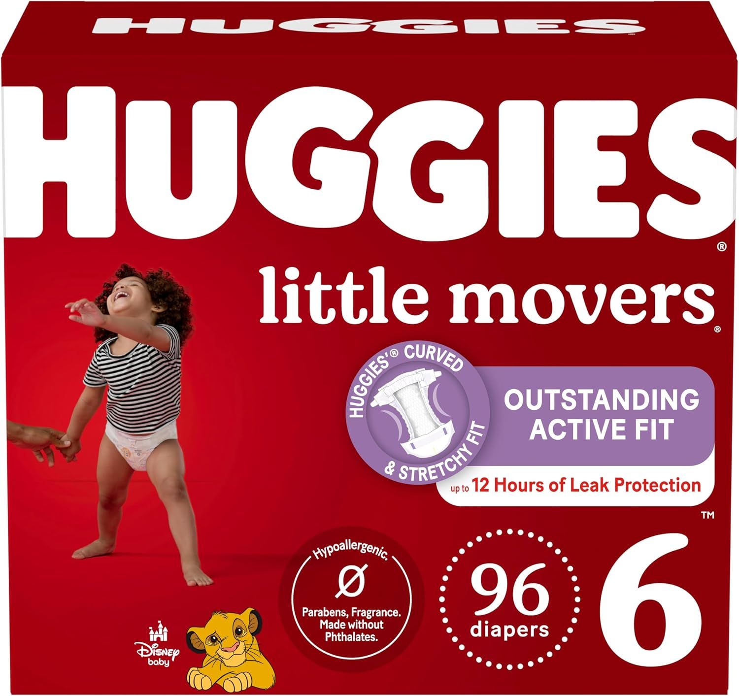HUGGIES Little Movers Disposable Baby Diapers, 96ct, Size 6