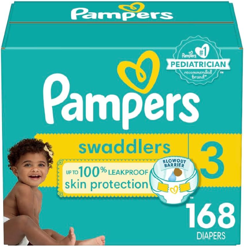Pampers Swaddlers Disposable Baby Diapers, Size 3, 168ct