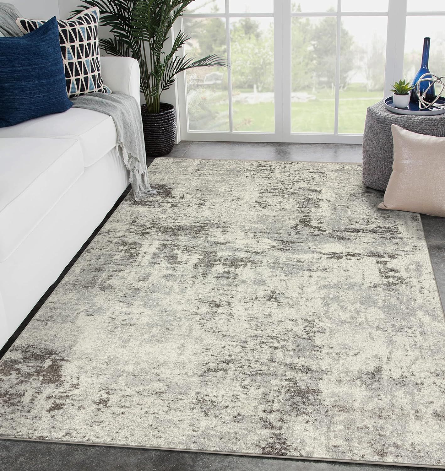 Abstract 8x10 Gray Modern Area Rug