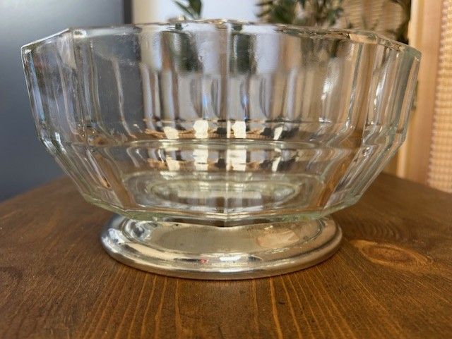 Vintage 9" Serving Bowl w/ Silver Base