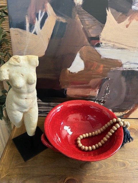 Red Decor Bowl; Made in Italy