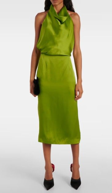 Magda Butrym Halterneck Silk Satin Midi Dress, Size 38