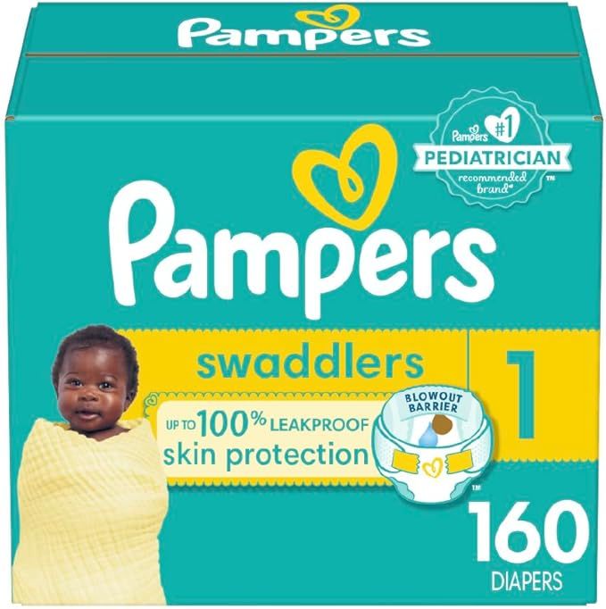 Pampers Swaddlers Newborn Diaper, Size 1, 164 Count
