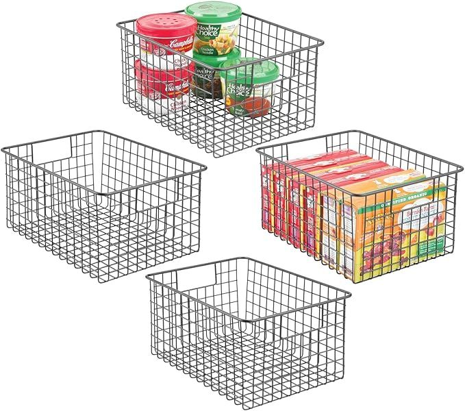 mDesign Metal Wire Food Storage Basket Organizer, Set of 4