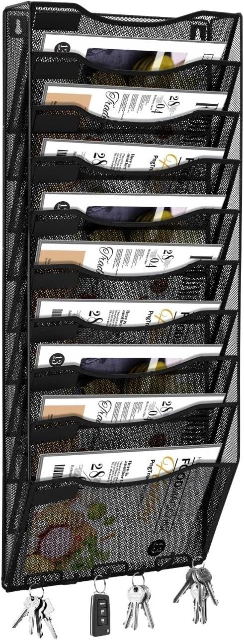 Flexzion Wall Hanging File Organizer Metal File Holder