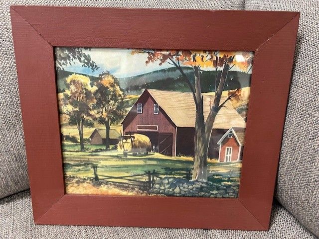 Vintage DONALD ART CO (1950&#39;S-1994) Country Barn Scene Print