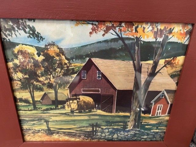 Vintage DONALD ART CO (1950'S-1994) Country Barn Scene Print