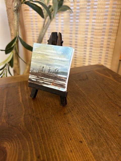 Miniature Painting on Easel; Signed