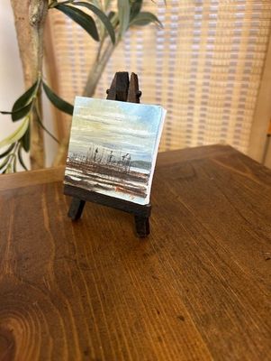 Miniature Painting on Easel; Signed