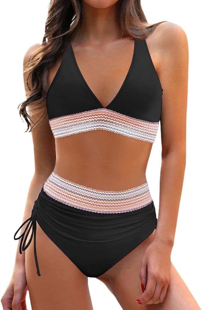 Two Piece Women Tummy Control Swimsuit, Size: Large