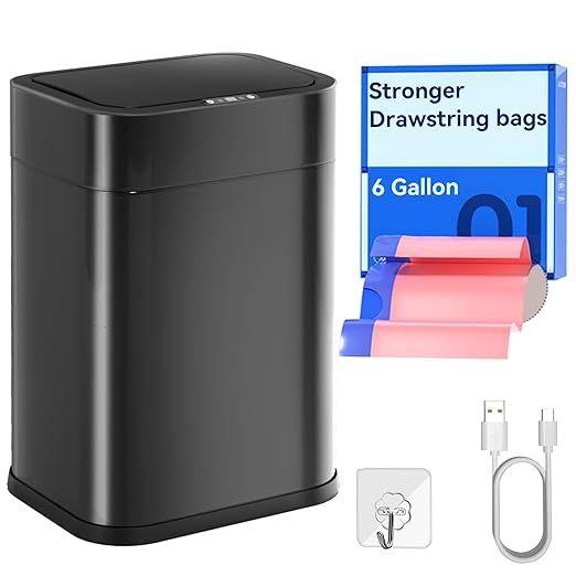 FRESHLIX Stainless Steel Motion Sensor Trash Can 6 Gallon