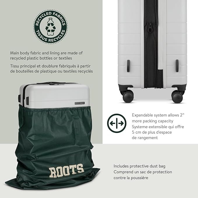 ROOTS Travel Collection Hardside Luggage – Lightweight Expandable Suitcase with 8 Spinner Wheels