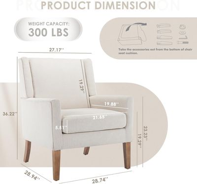 COLAMY Modern Wingback Living Room Chair