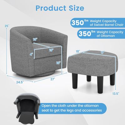 Giantex Swivel Accent Chair with Ottoman