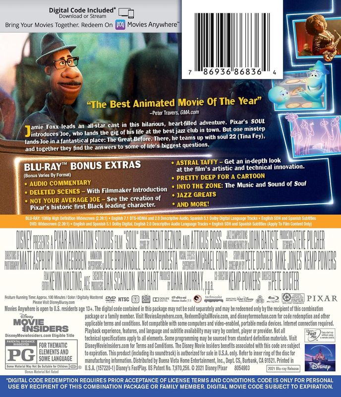 Disney Pixar "Soul" Blu-Ray