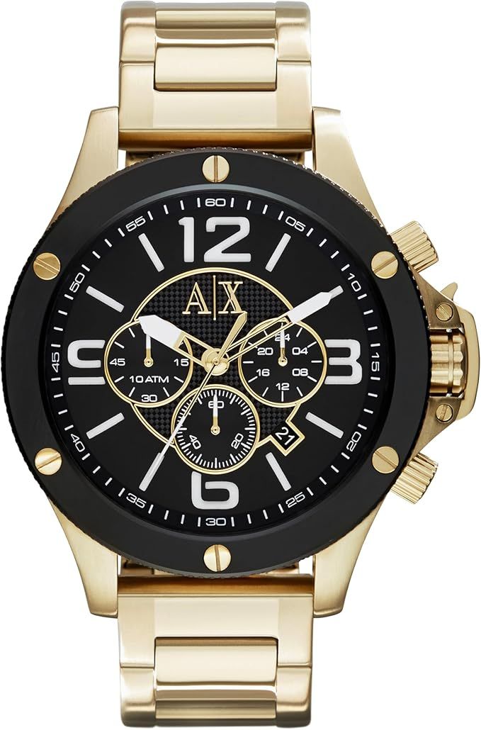 Armani Exchange Men&#39;s Chronograph Gold-Tone Stainless Steel Watch