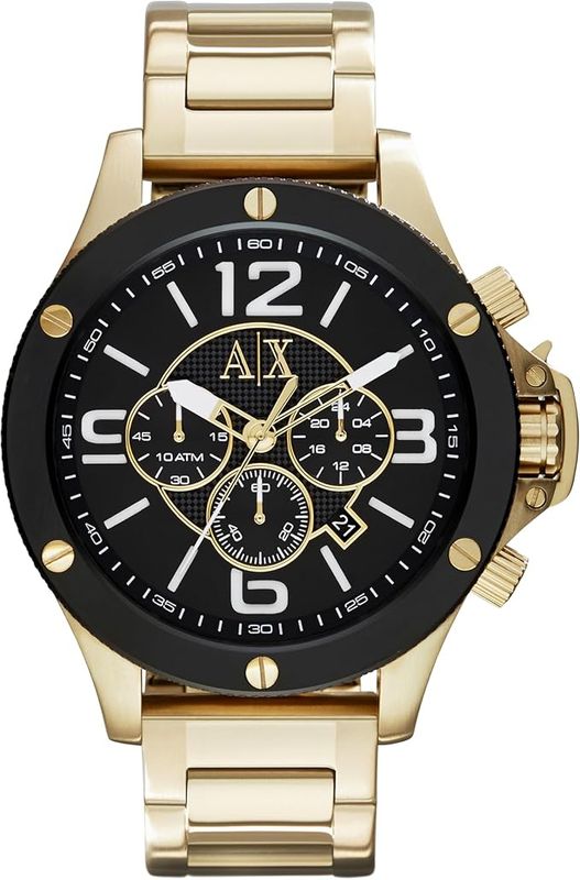Armani Exchange Men&#39;s Chronograph Gold-Tone Stainless Steel Watch
