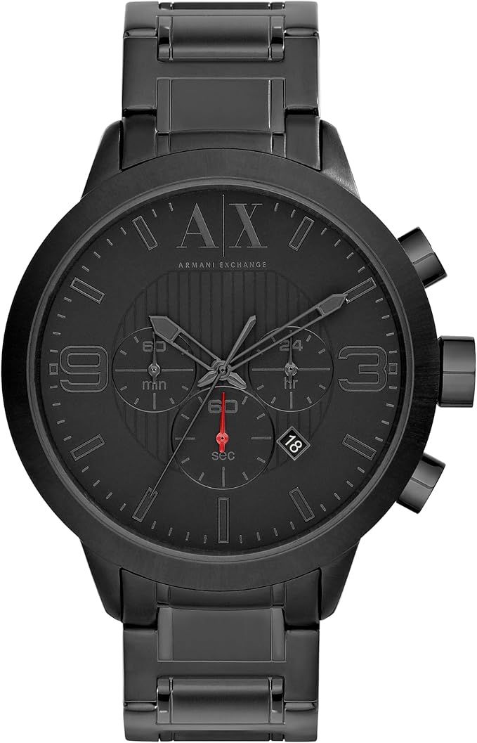 Armani Exchange Men&#39;s Chronograph Black Stainless Steel Watch