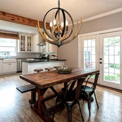 Rustic Antler Chandelier 4 Lights, 20&quot;