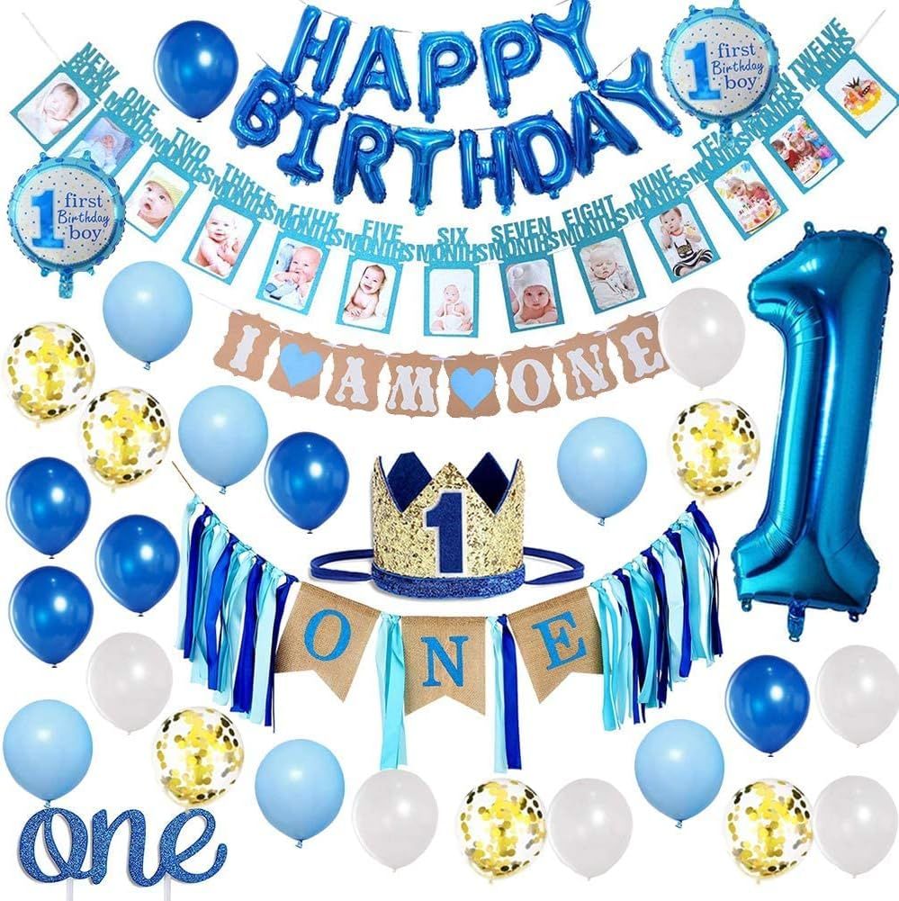 WeTop Baby Boy 1st Birthday Decorations