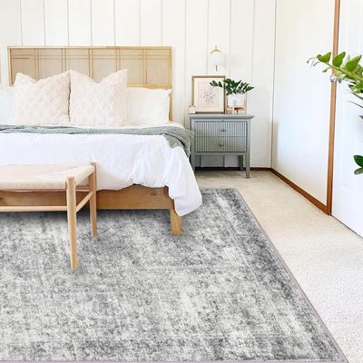 Champlant 8x10 Washable Gray Vintage Area Rug