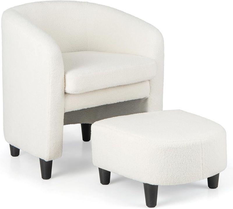 Giantex Modern Mid Century Accent Chair with Ottoman