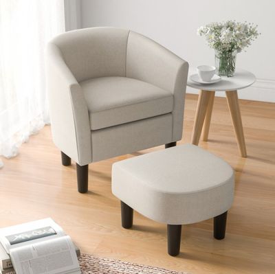 Giantex Barrel Club Chair with Ottoman Set