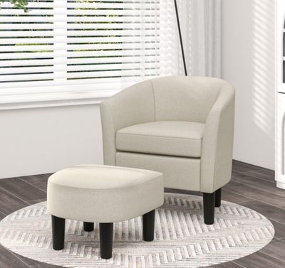Giantex Barrel Club Chair with Ottoman Set