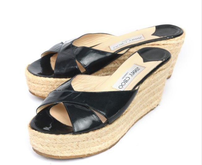 Jimmy Choo Paisley Espadrille Slide Wedges, Size 41