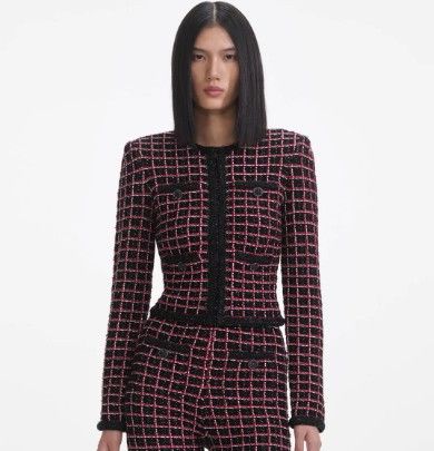 Self Portrait Black And Red Check Cardigan