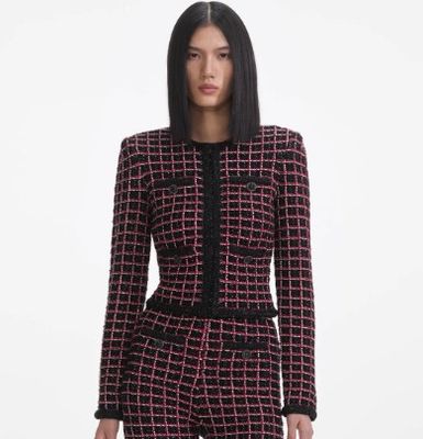Self Portrait Black And Red Check Cardigan