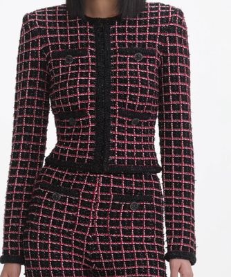 Self Portrait Black And Red Check Cardigan