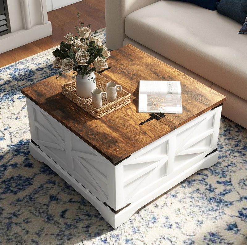 Gracie Oaks Farmhouse Square Storage Coffee Table
