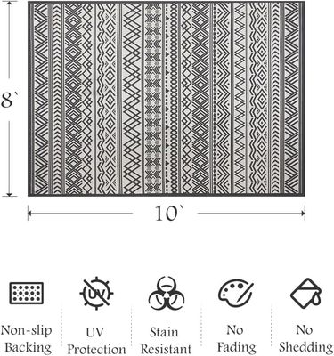 MontVoo 8&#39;x10&#39; Flatweave Textured Outdoor Patio Rug