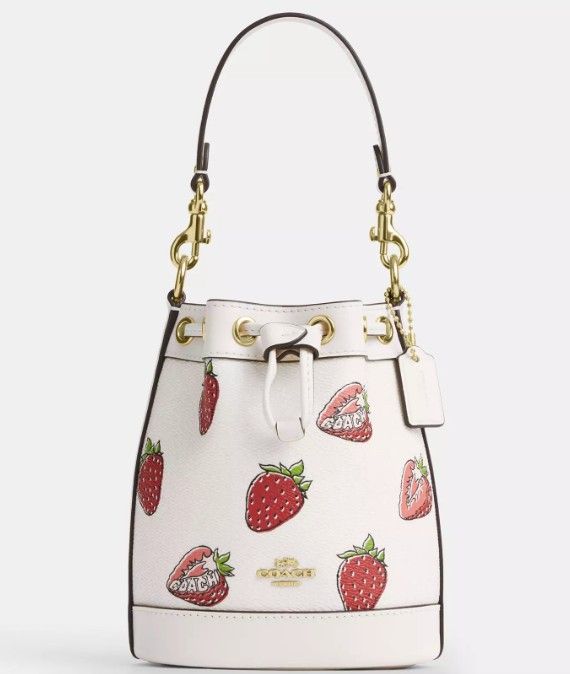 Coach Strawberry Print Mini Bucket Bag