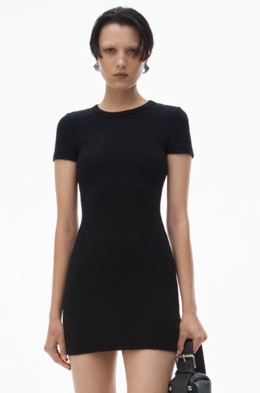 Alexander Wang Jacquard Stretch Short Sleeve Mini Dress
