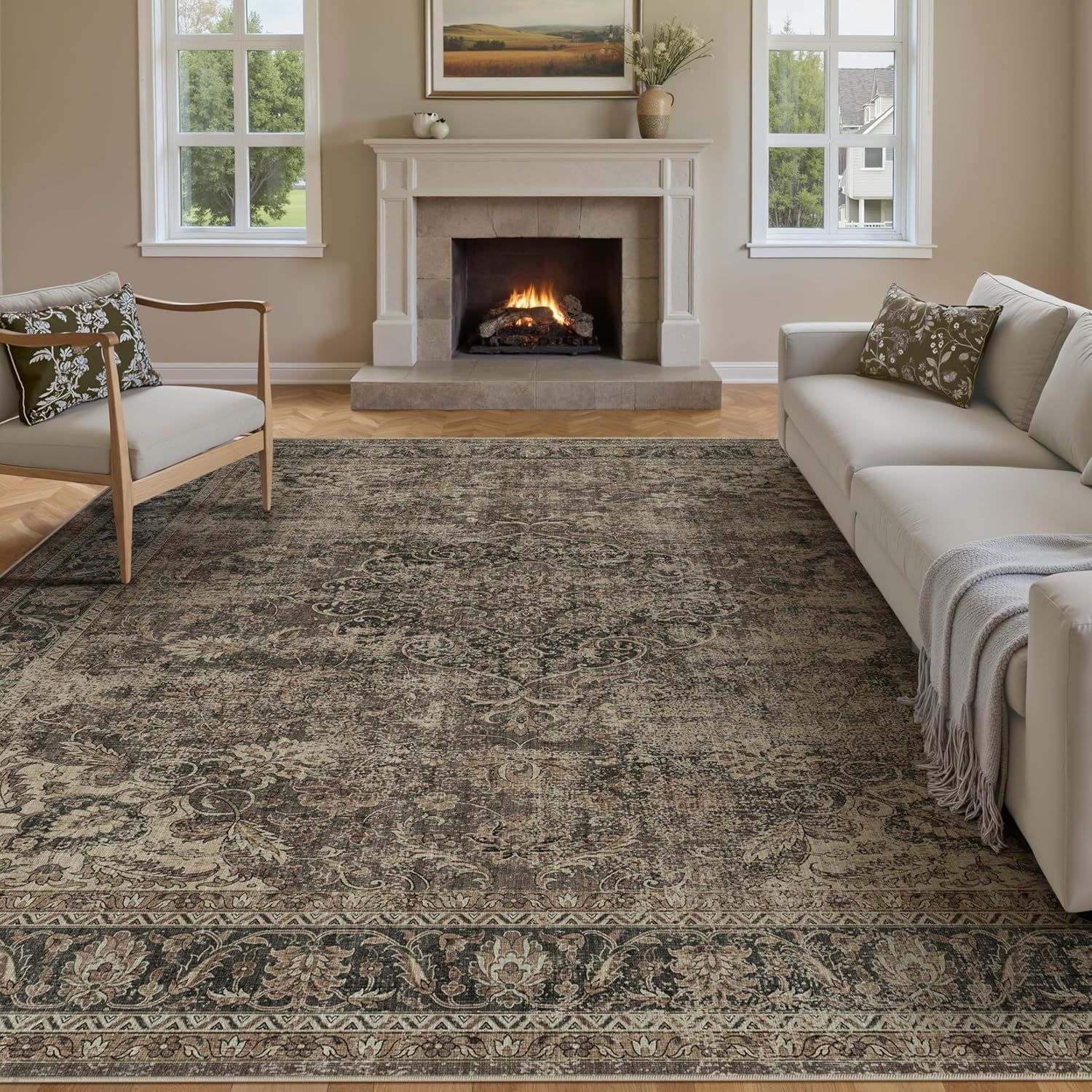 8x10 Salon Distressed Traditional Area Rug