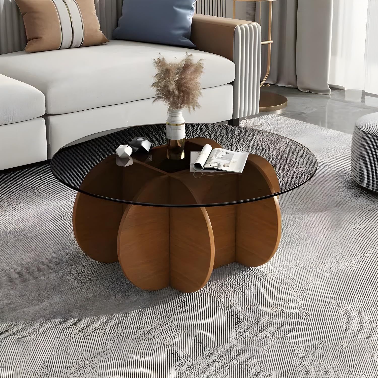 *Imperfect* LITFAD 16&quot; H Modern Round Glass Coffee Table