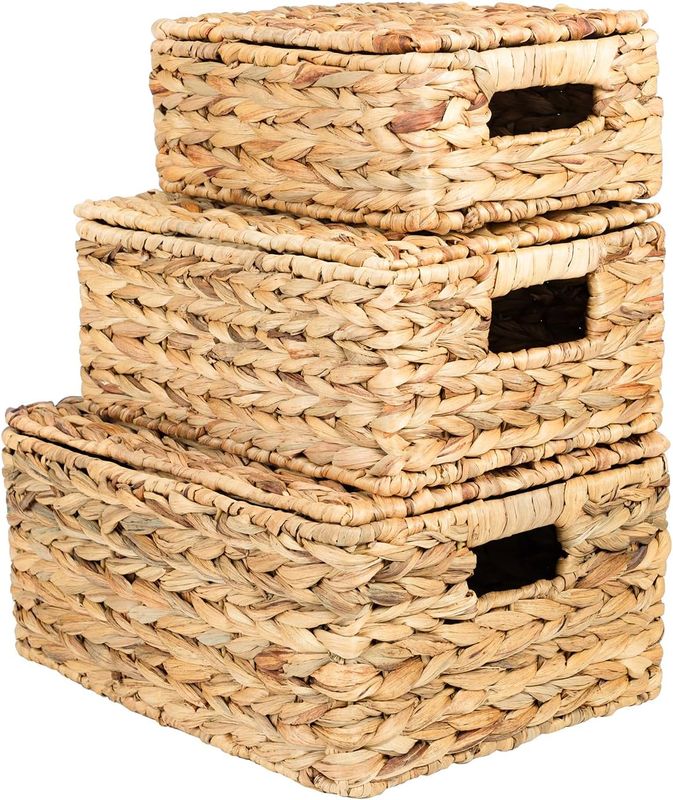 OEHID Wicker Storage Baskets, Set of 3, Seagrass