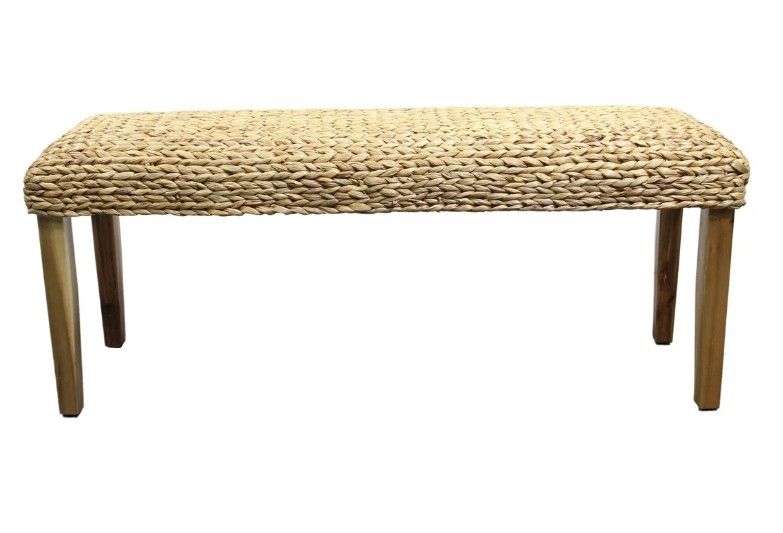 Frieda Hand-Woven Water Hyacinth Accent Bench