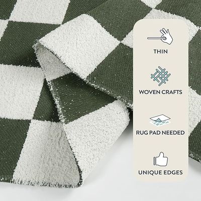 Lahome 8&#39;x10&#39; Large Checkerboard Green/White Area Rug