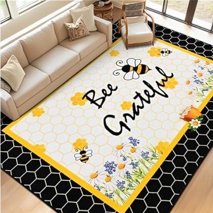 8&#39;x10&#39; &quot;Bee Grateful&quot; Nursery Area Rug